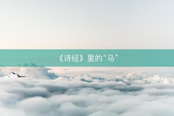 《诗经》里的“马”
